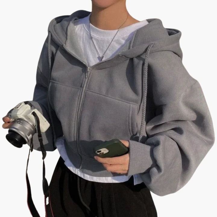 Damen Sweatshirt mit Kapuze und Reißverschluss