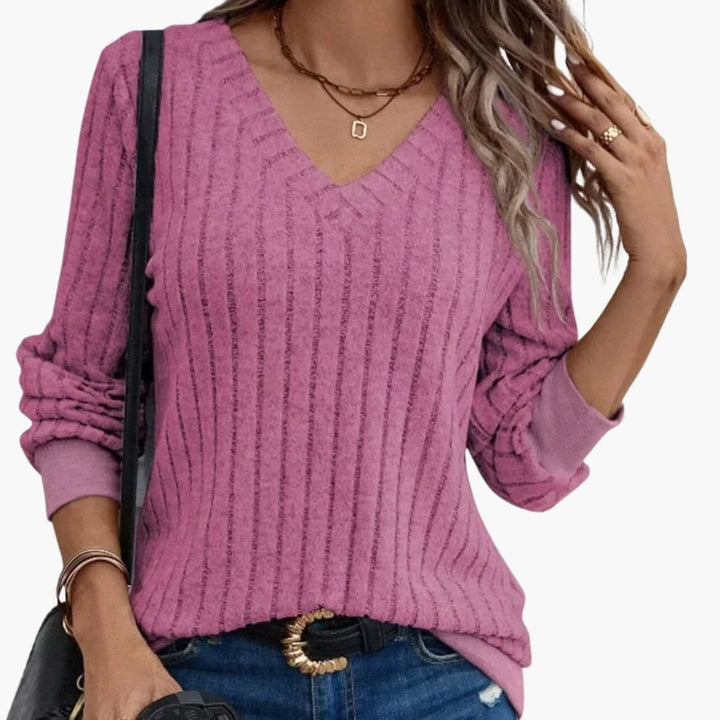 Damen Sweatshirt mit V Ausschnitt
