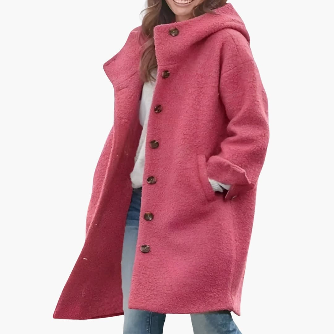 Damen Wintermantel lang mit Knöpfen und Taschen