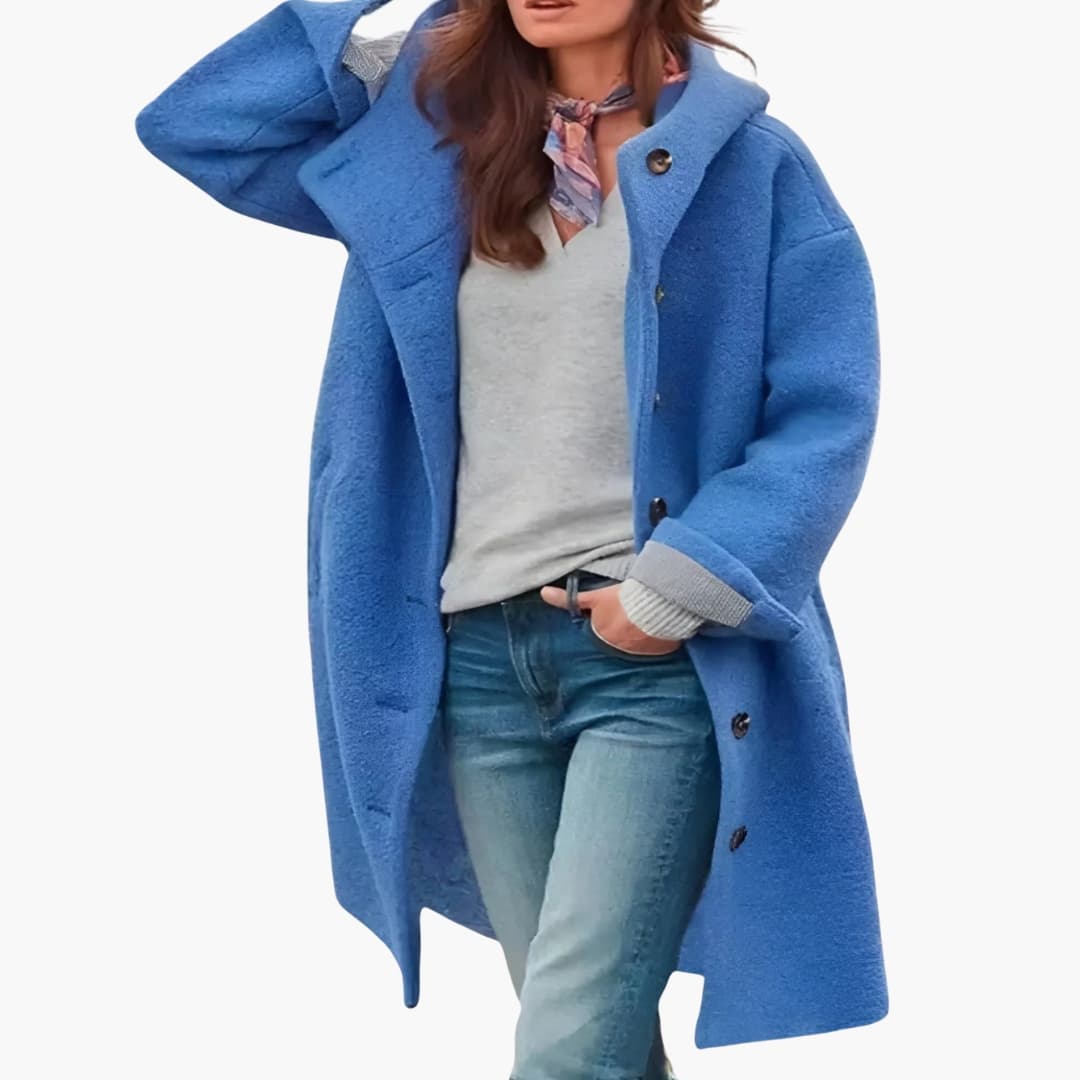 Damen Wintermantel lang mit Knöpfen und Taschen