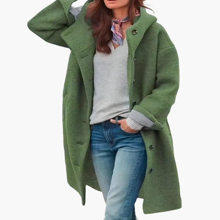 Damen Wintermantel lang mit Knöpfen und Taschen