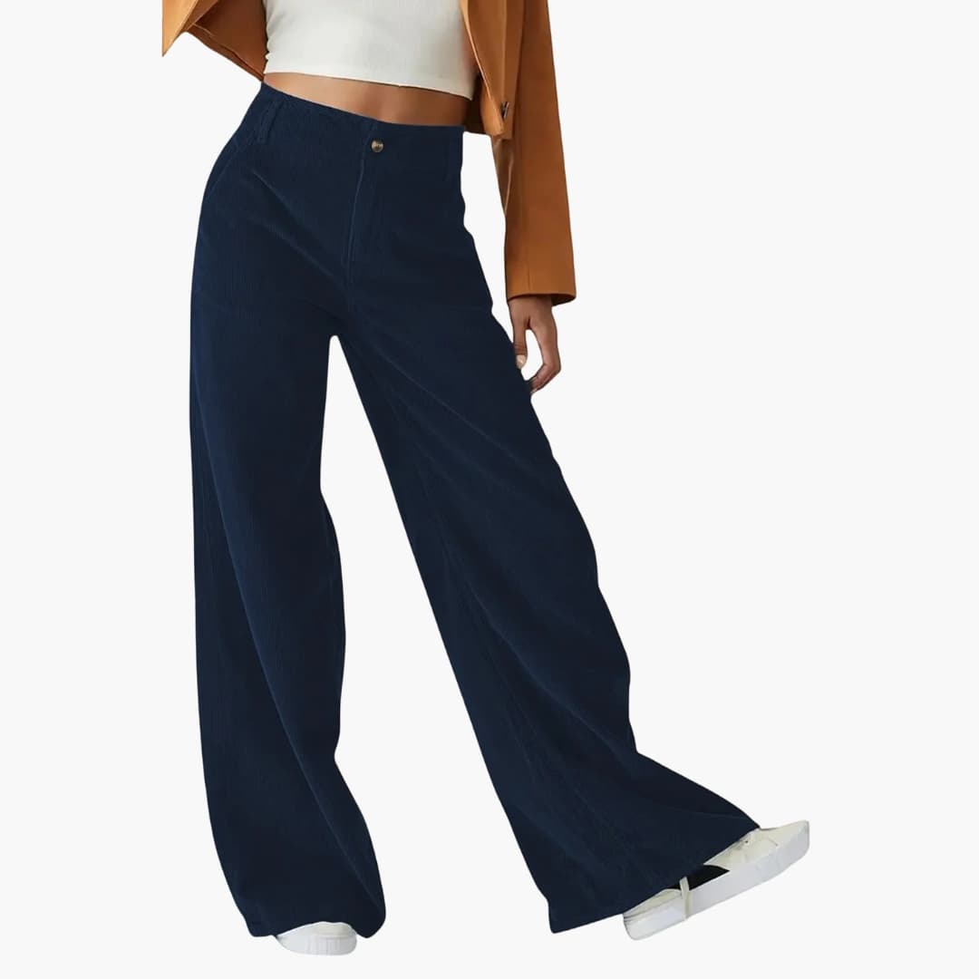 Damenhose mit Bund und weiten Beinen