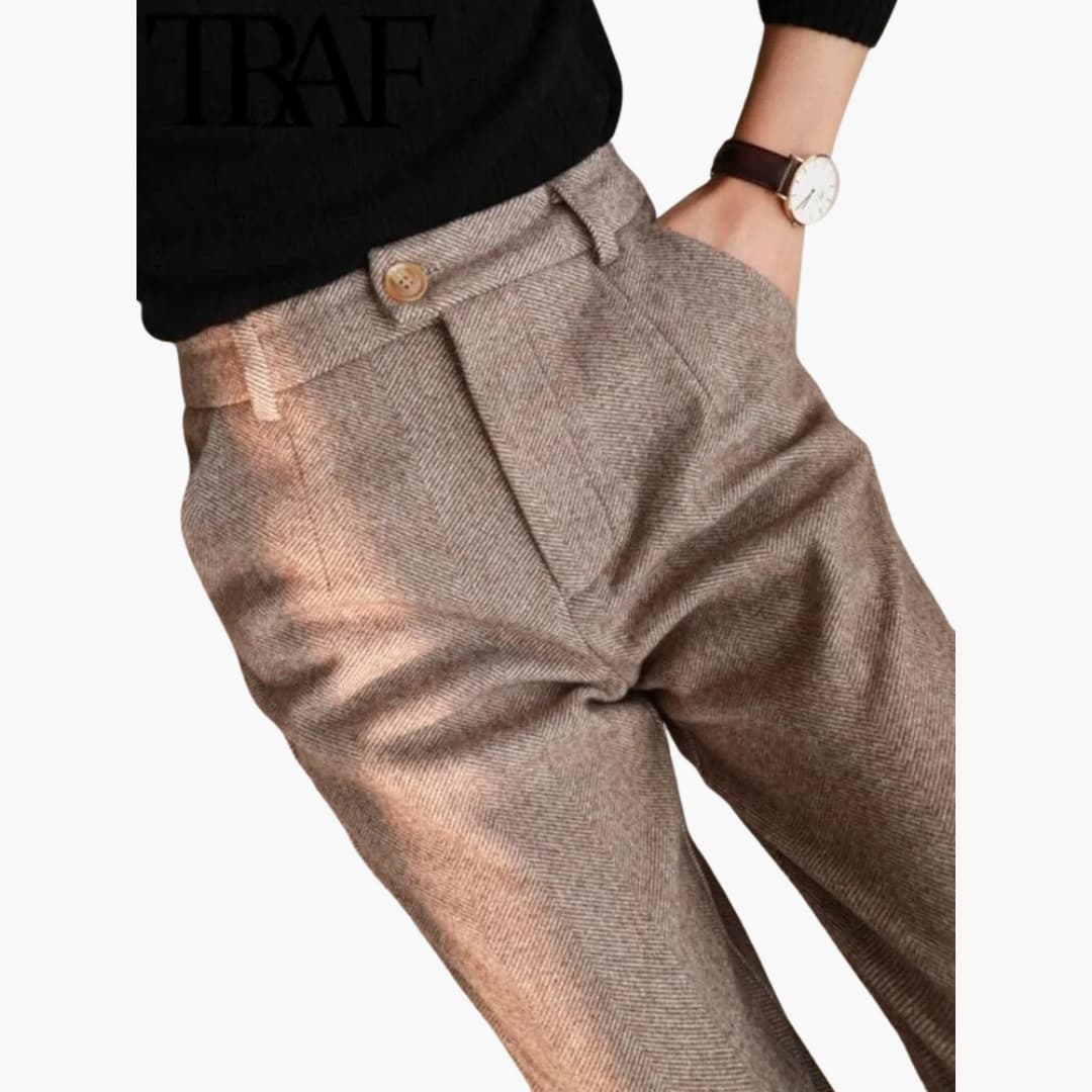 Damenhose mit High Waist und Seitentaschen