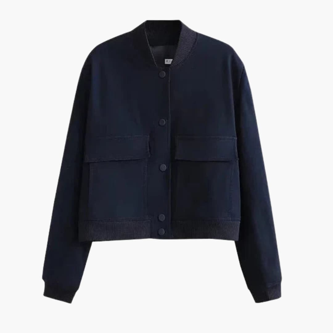 Damen kurze Bomberjacke mit Klappentaschen