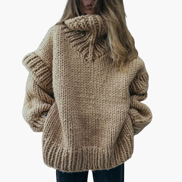 Damen pullover mit Oversize-Rollkragen und geripptem Saum
