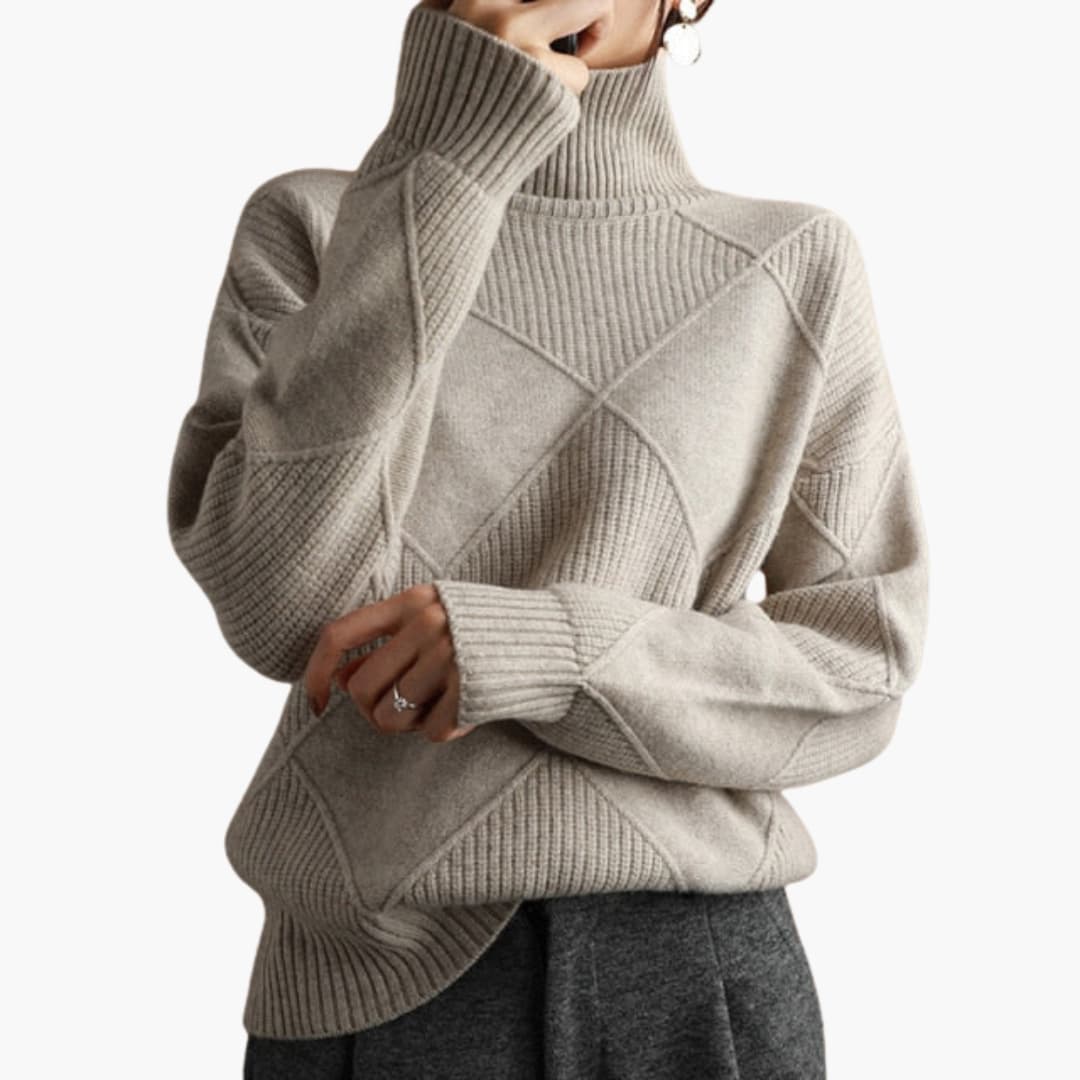Damen pullover mit Rollkragen und Struktureinsätzen