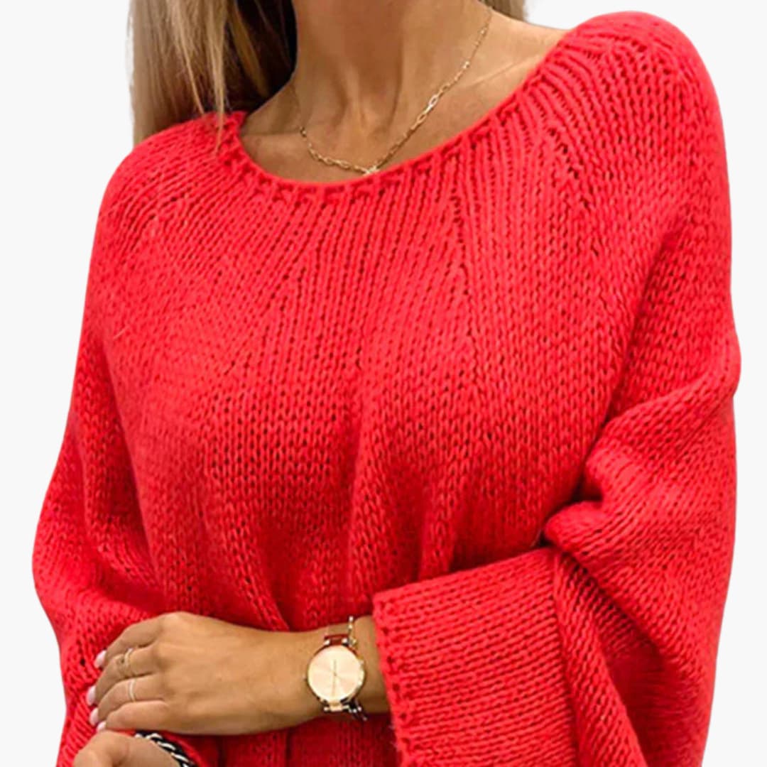Damen pullover mit U-Boot-Ausschnitt und langen Ärmeln