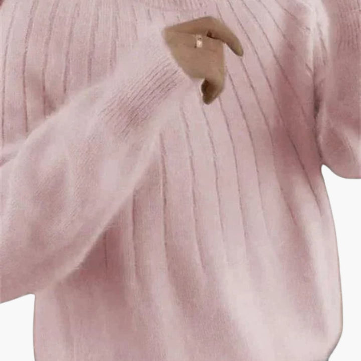 Damenpullover mit gerippter Oberfläche und langen Ärmeln