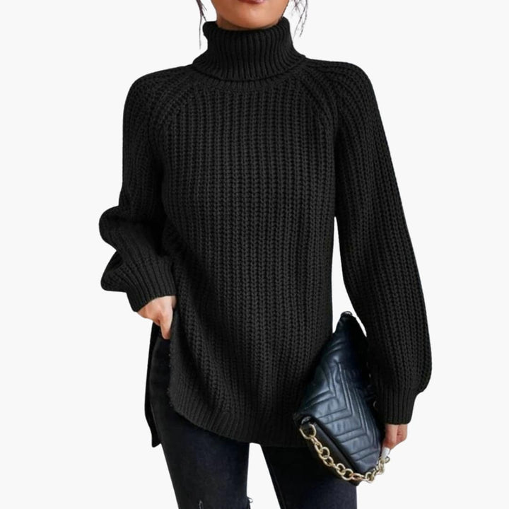 Damen pullover mit lockerem Rollkragen und langen Ärmeln