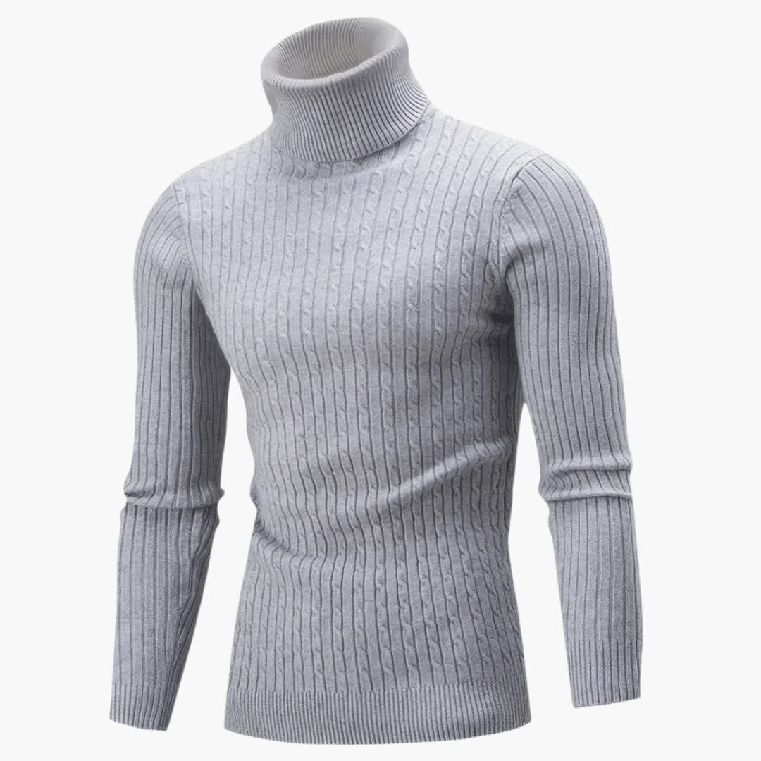 Herren Rollkragenpullover mit gerippter Oberfläche und langen Ärmeln