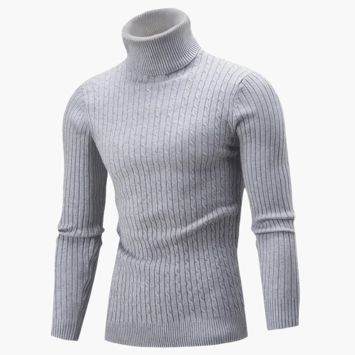 Herren Rollkragenpullover mit gerippter Oberfläche und langen Ärmeln