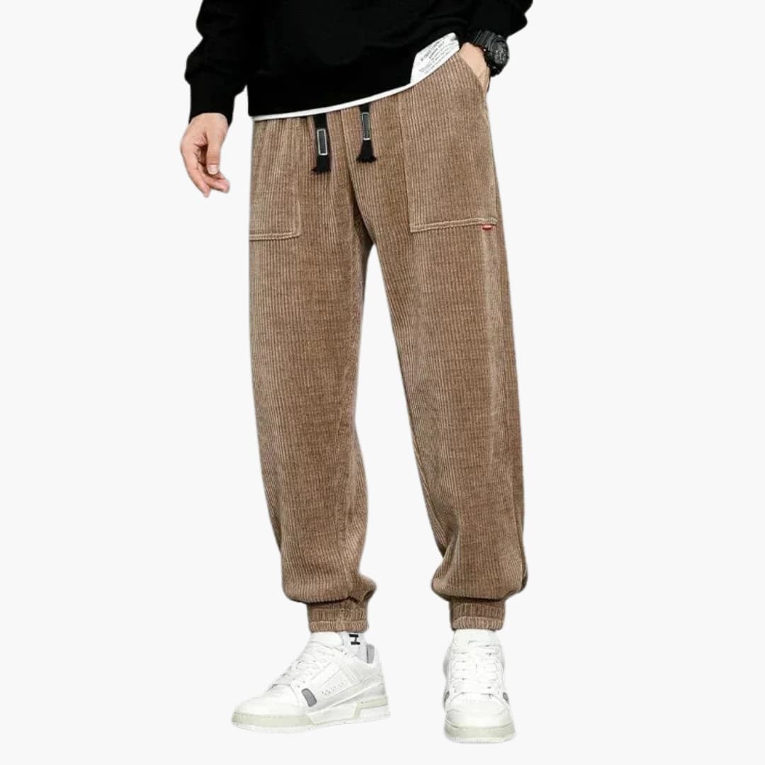 Herren Cord Jogginghose mit Kordelzug und Seitentaschen