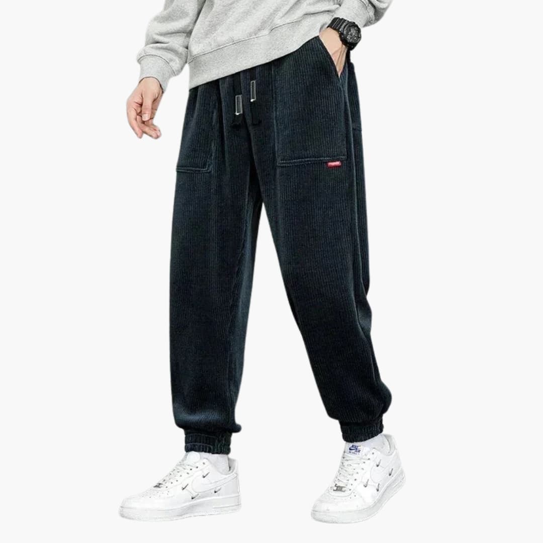 Herren Cord Jogginghose mit Kordelzug und Seitentaschen
