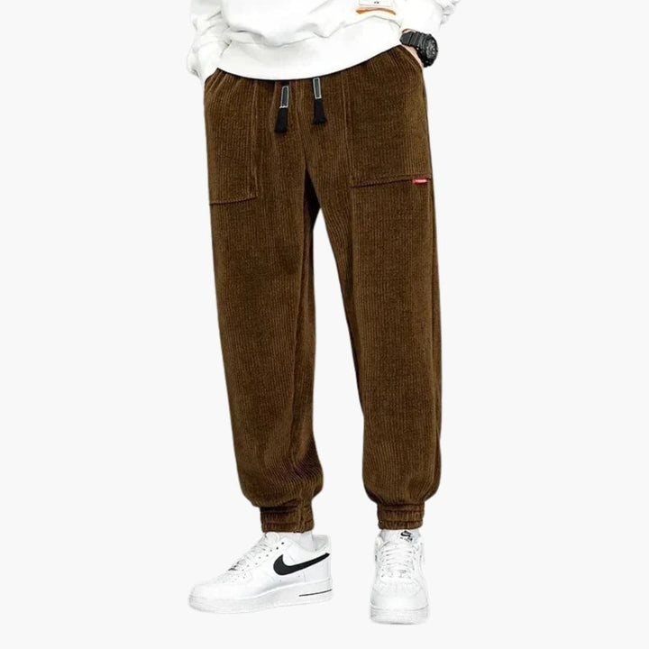 Herren Cord Jogginghose mit Kordelzug und Seitentaschen
