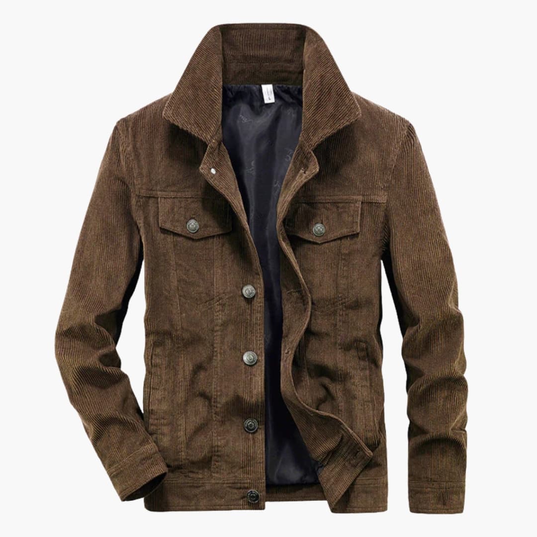 Herren Cordjacke mit Knopfverschluss und Brusttasche
