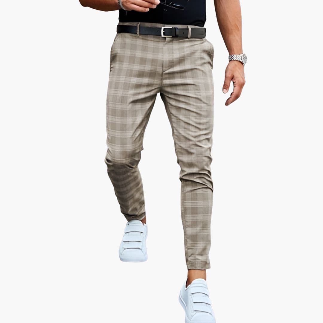 Herren Hose kariert mit Geradem Bein