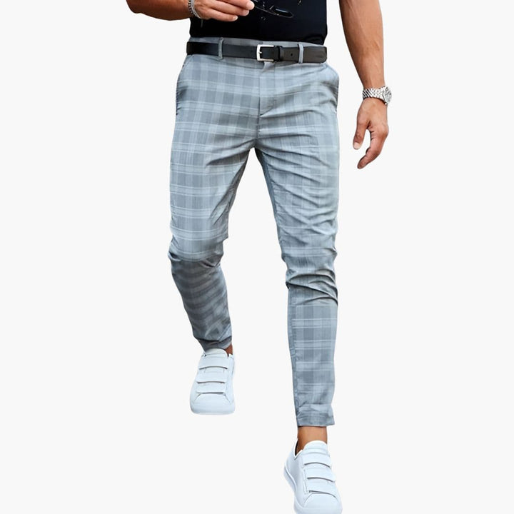 Herren Hose kariert mit Geradem Bein
