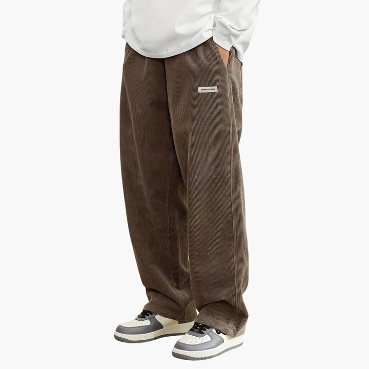 Herren Hose mit elastischem Bund und weitem Bein