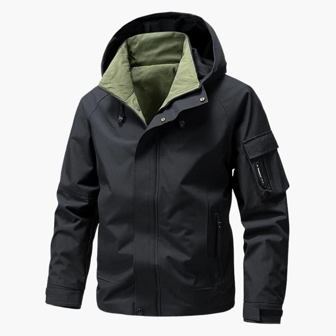 Herrenjacke mit Kapuze Reißverschluss und mehreren Taschen