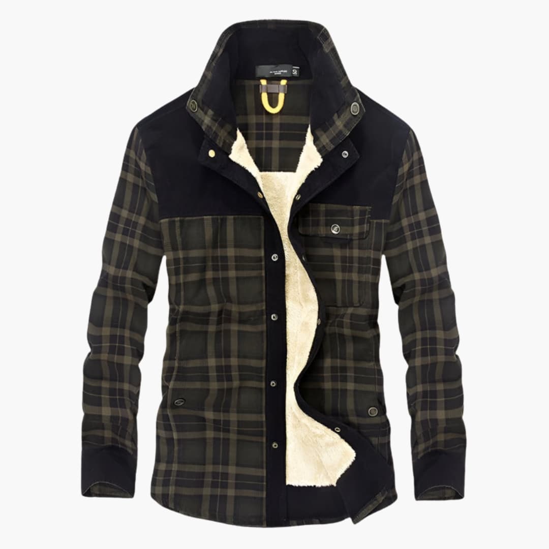 Herren Karo Jacke mit Knopfleiste und Taschen