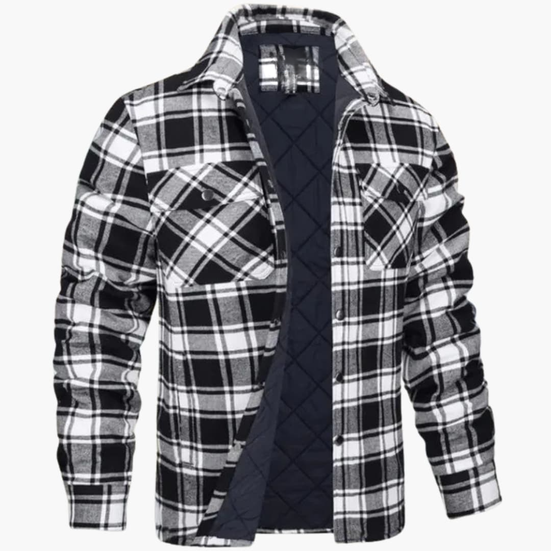 Herrenjacke mit Karomuster Druckknöpfen und Steppfutter