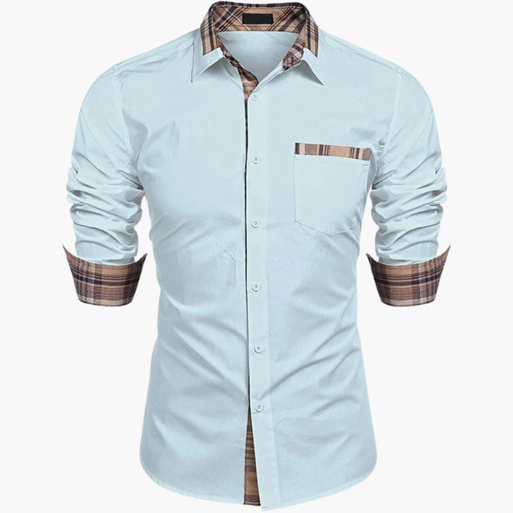 Herren Langarmhemd mit Kragen und Karodetails