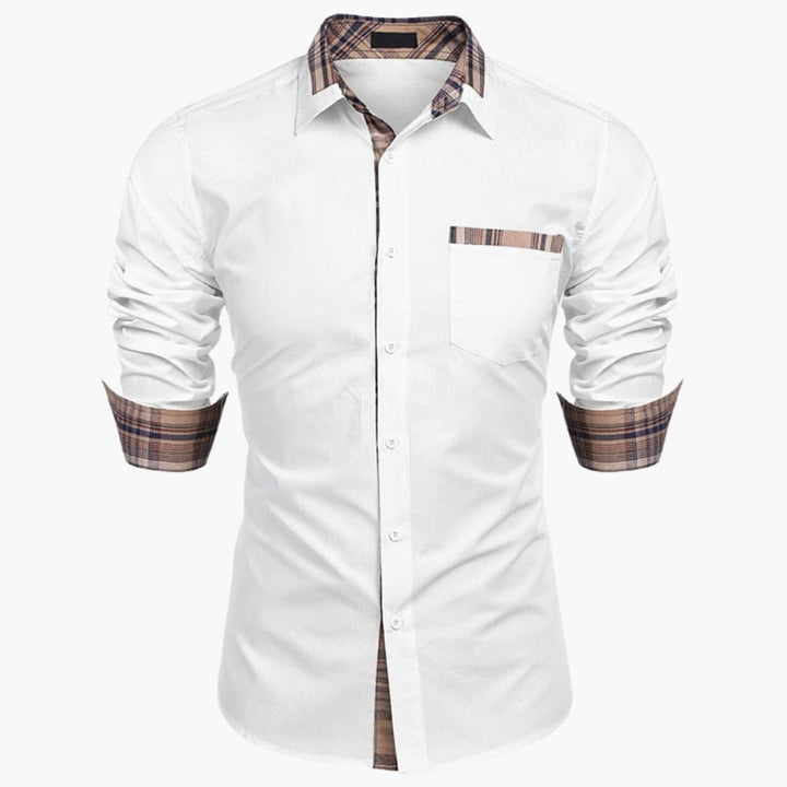 Herren Langarmhemd mit Kragen und Karodetails