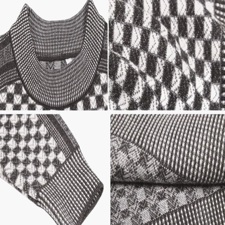 Herren Langarmpullover mit Rundhals und Karomuster