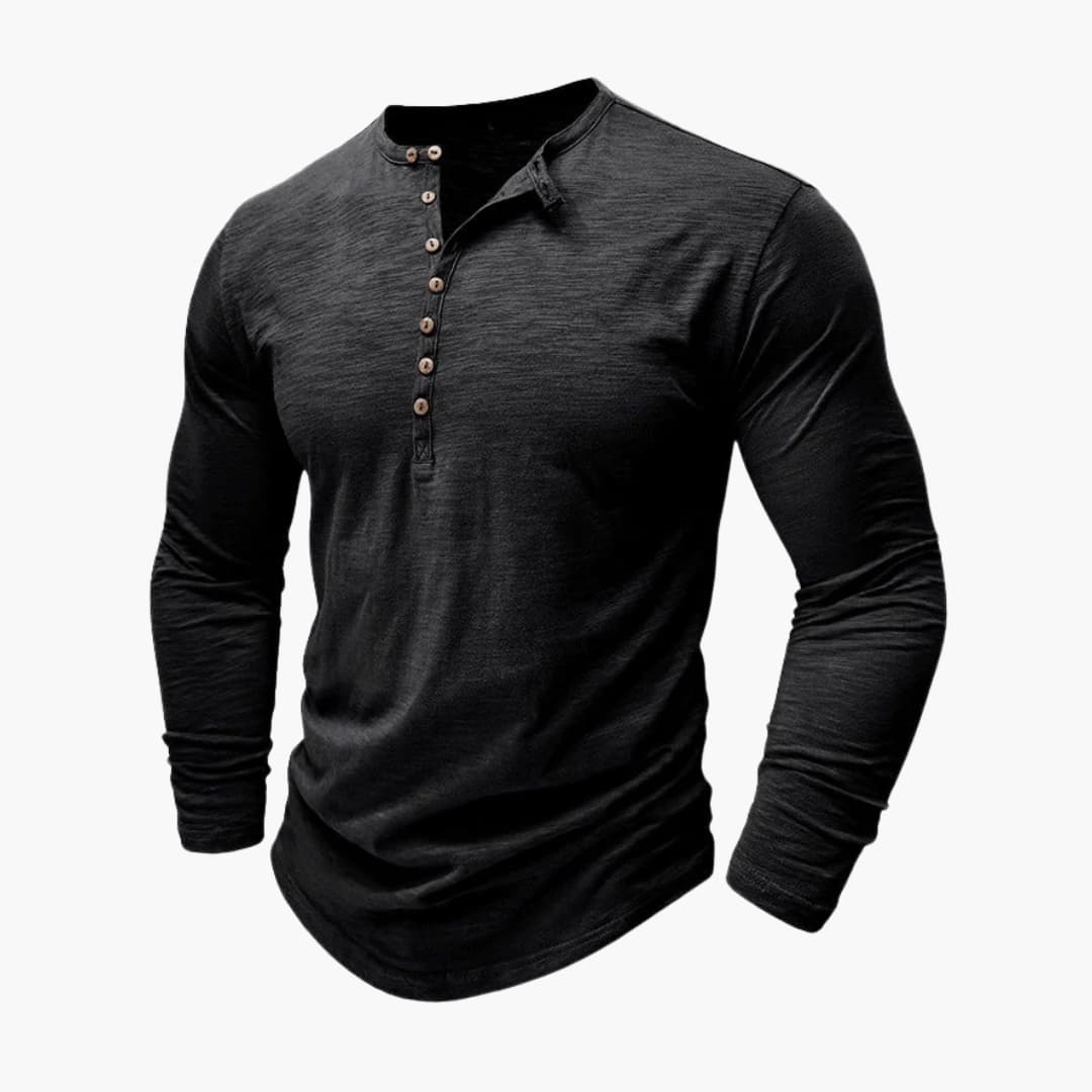 Herren Langarmshirt mit Knopfleiste