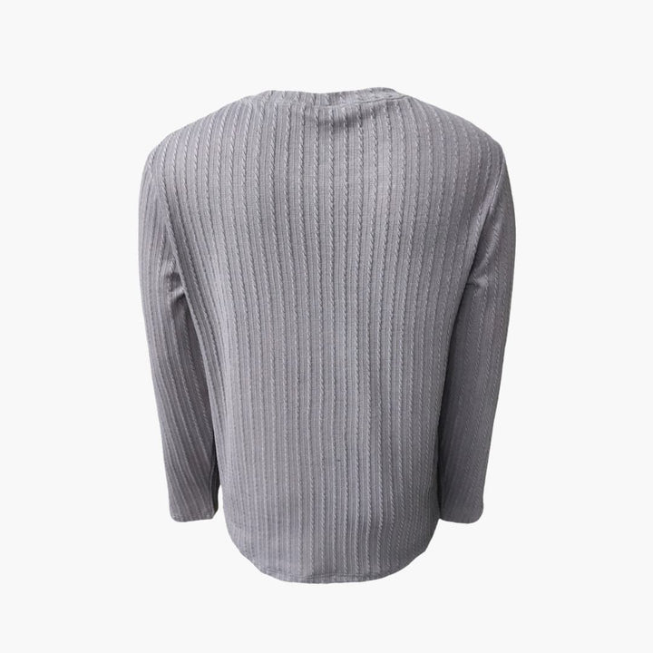 Herren Langarmshirt mit Rundhalsausschnitt und Rippstruktur