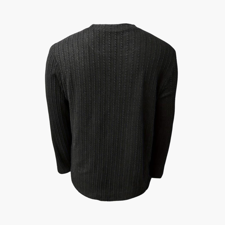 Herren Langarmshirt mit Rundhalsausschnitt und Rippstruktur