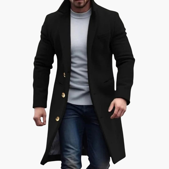 Herren Langmantel mit Knopfleiste und Taschen