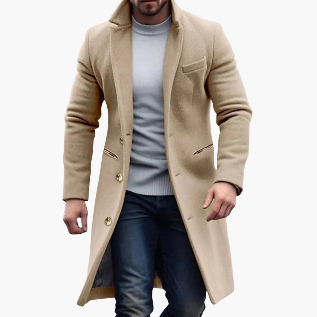 Herren Langmantel mit Knopfleiste und Taschen