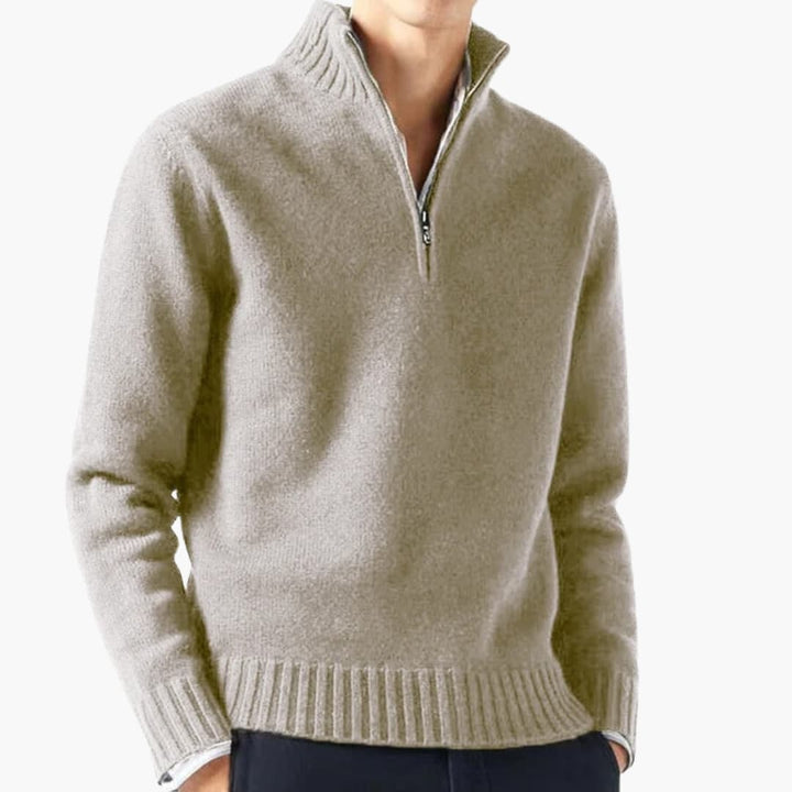 Herren Pullover mit Halbzipp und Rippbund