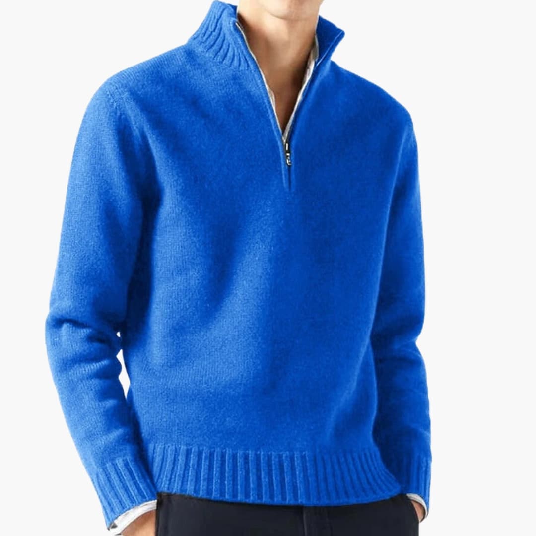 Herren Pullover mit Halbzipp und Rippbund