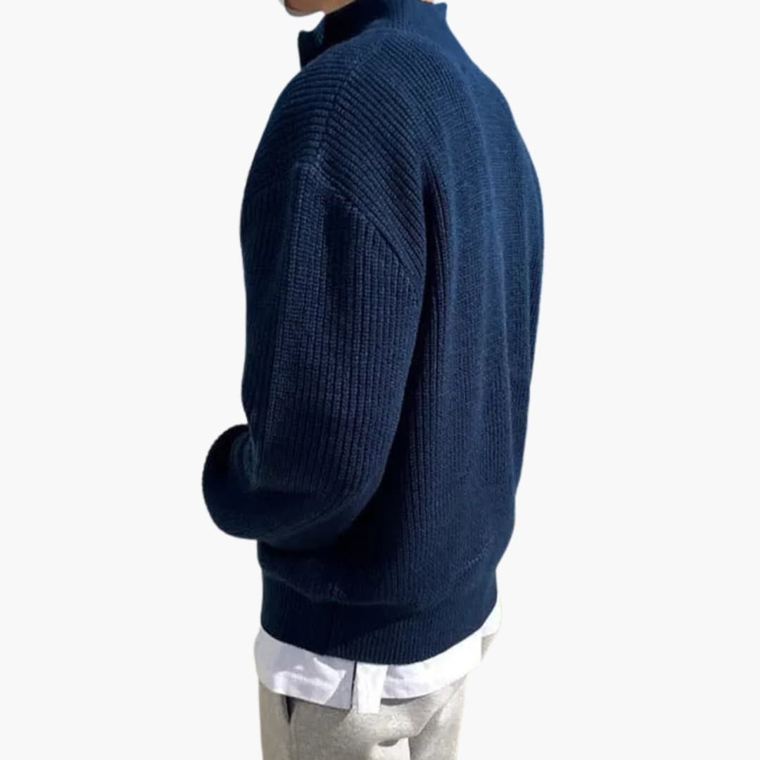 Herren Pullover mit Halbzip und Rippstrick