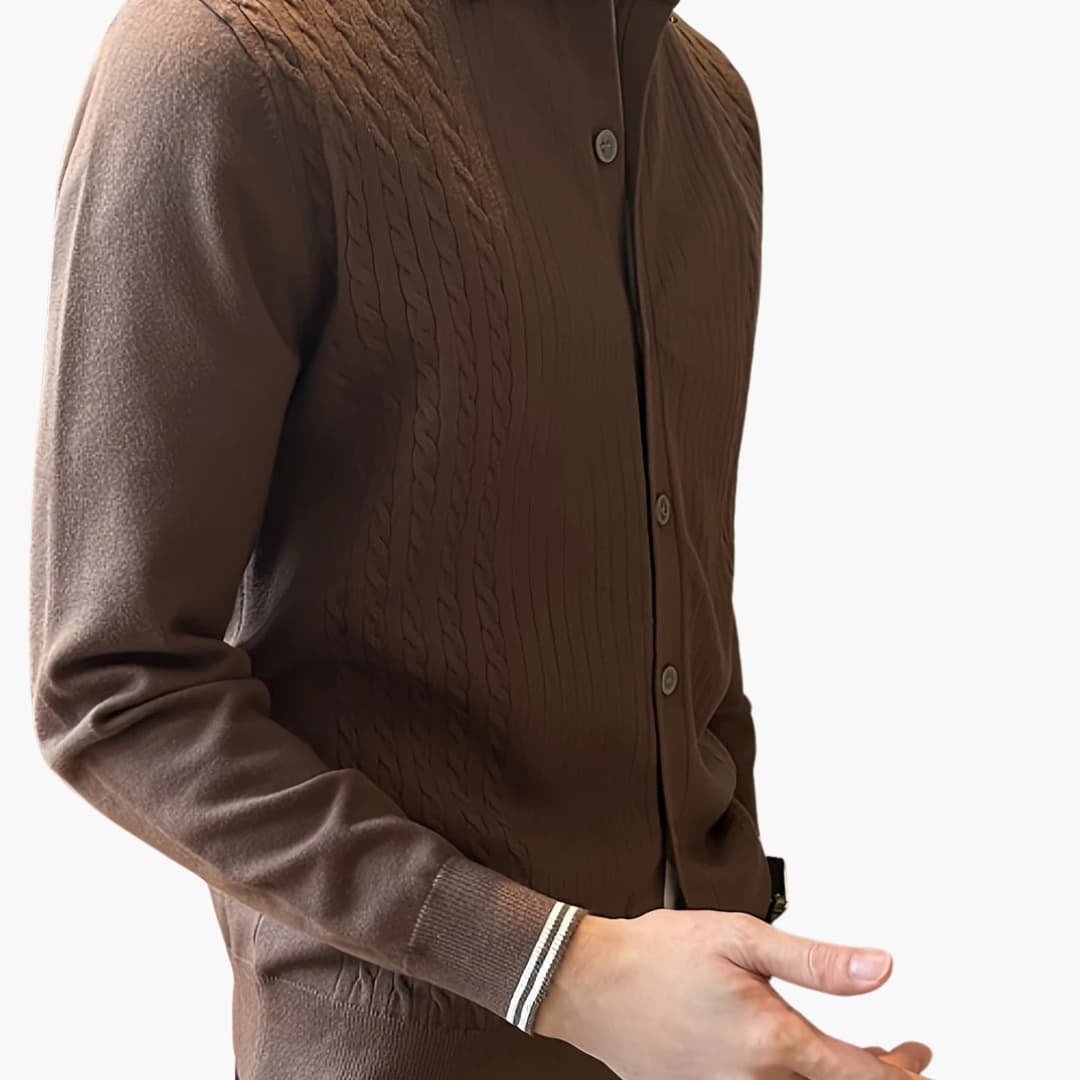 Herren Pullover mit Reverskragen und Knopfverschluss