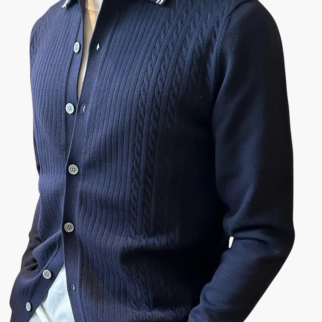 Herren Pullover mit Reverskragen und Knopfverschluss