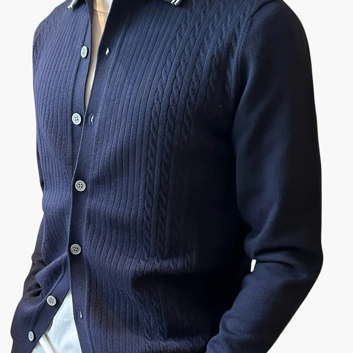 Herren Pullover mit Reverskragen und Knopfverschluss