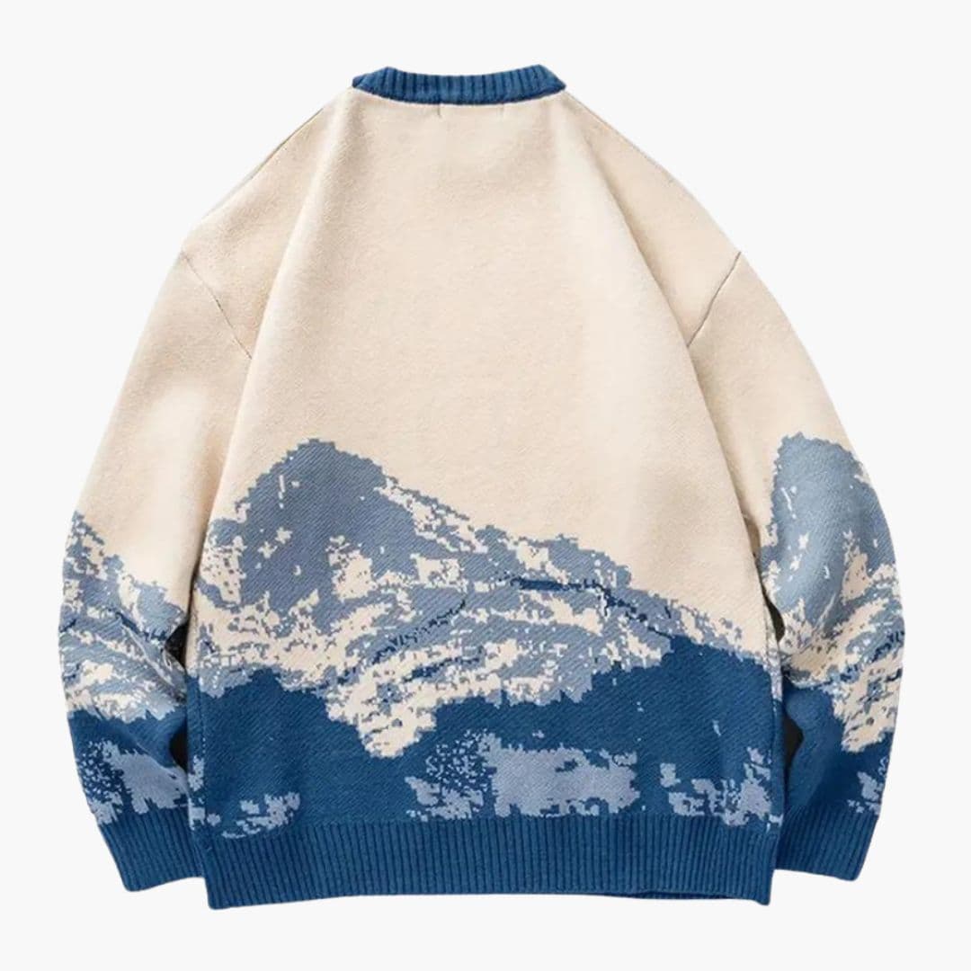 Herren Pullover mit Rundhalsausschnitt und Bergmuster