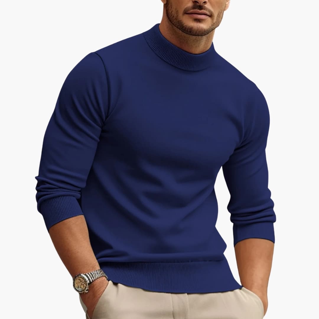 Herren Pullover mit Rundhalsausschnitt und Rippbund
