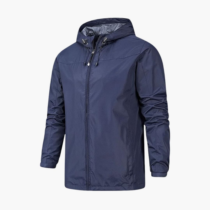 Herren Regenjacke mit Kapuze und Reißverschluss