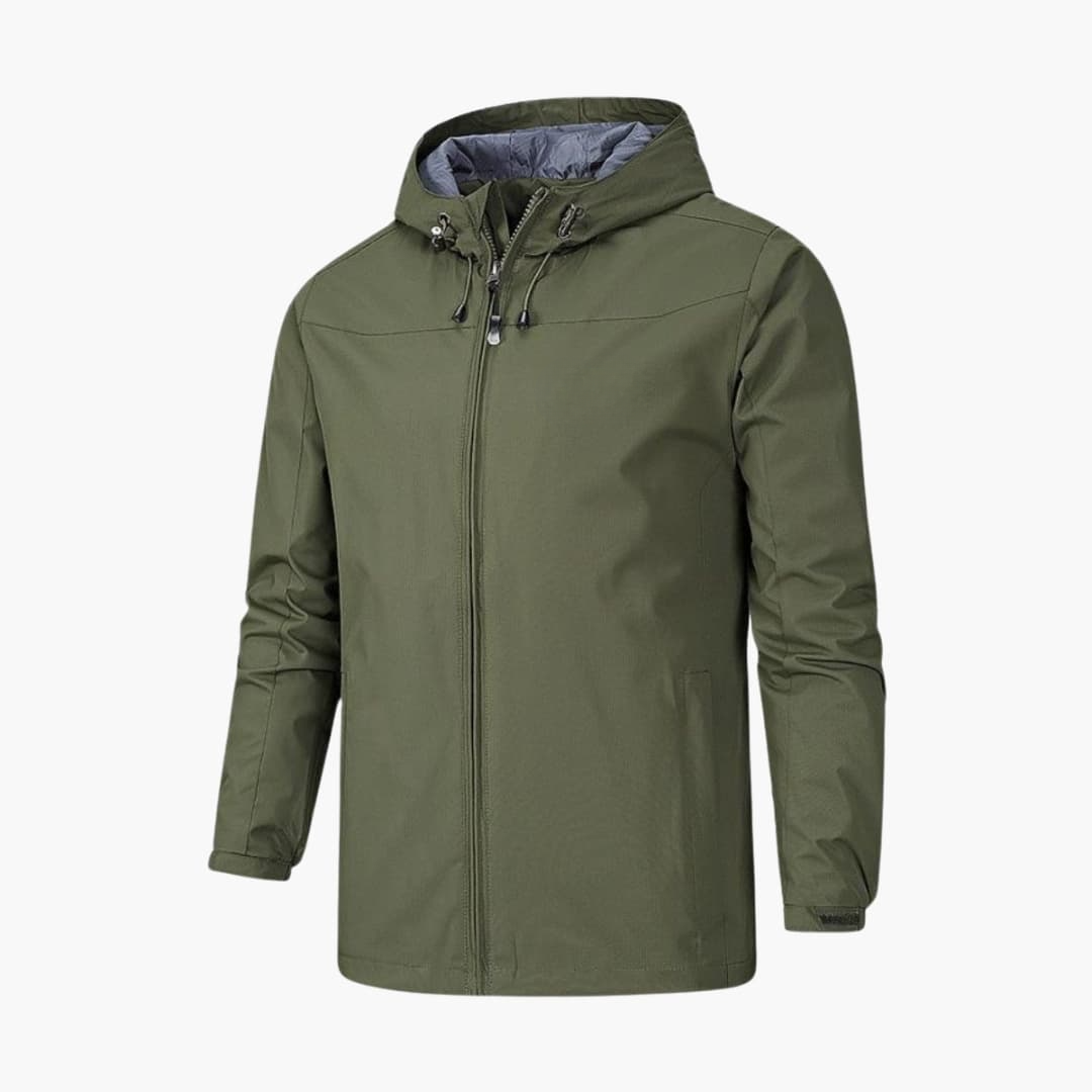 Herren Regenjacke mit Kapuze und Reißverschluss