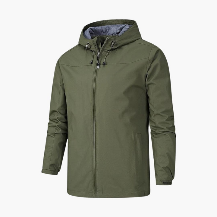Herren Regenjacke mit Kapuze und Reißverschluss