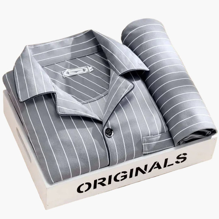 Herren Schlafanzug Set mit Hemd und langer Hose