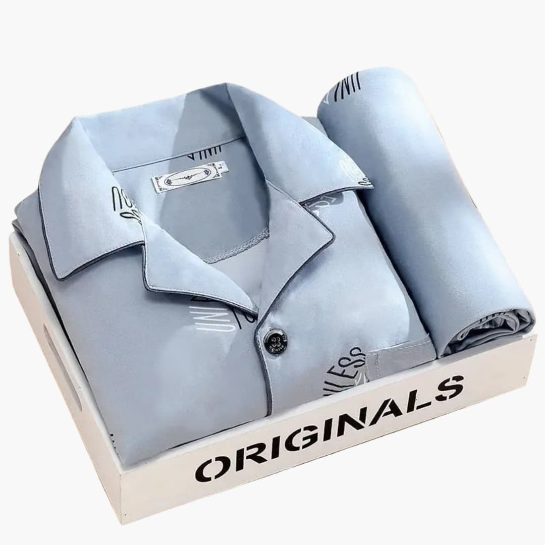Herren Schlafanzug Set mit Hemd und langer Hose