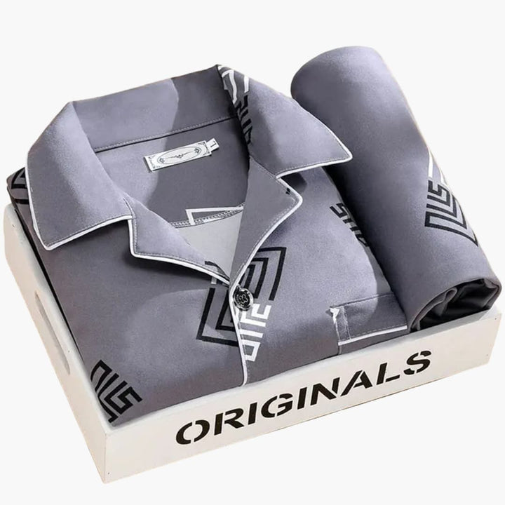 Herren Schlafanzug Set mit Hemd und langer Hose