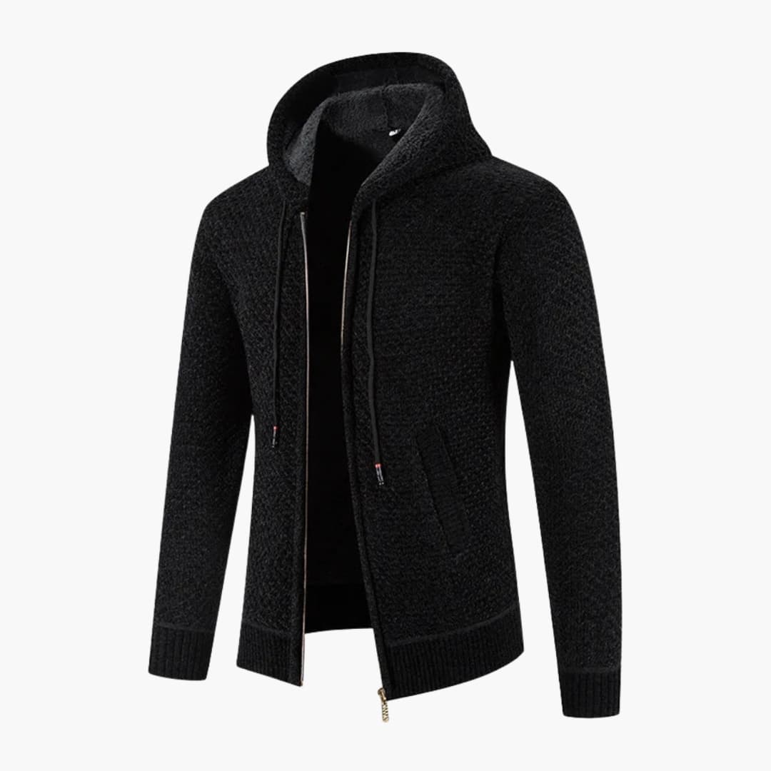 Herren Strickjacke mit Kapuze und Reißverschluss