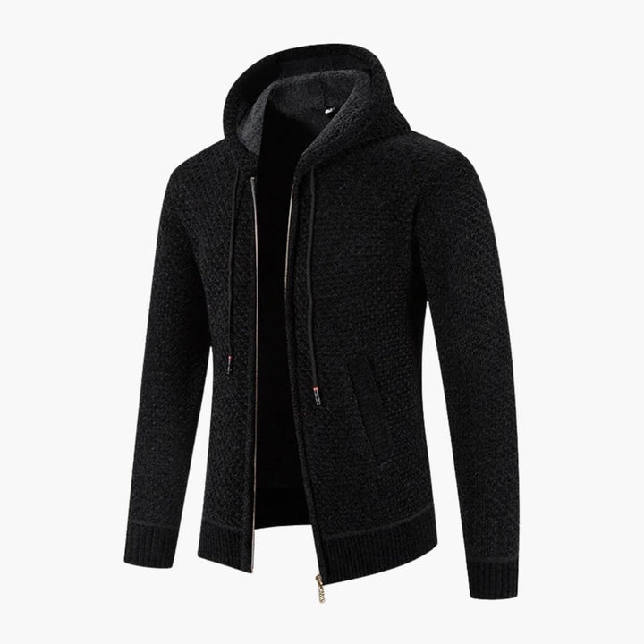 Herren Strickjacke mit Kapuze und Reißverschluss
