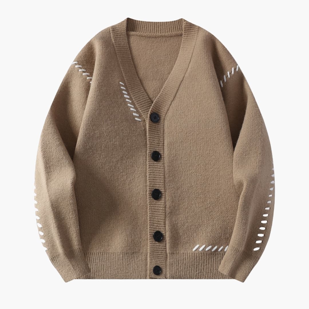 Herren Strickjacke mit Knopfleiste und V Ausschnitt